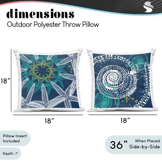 Stupell Industries Navy Sea Life Pattern Outdoor Throw Pillow Set